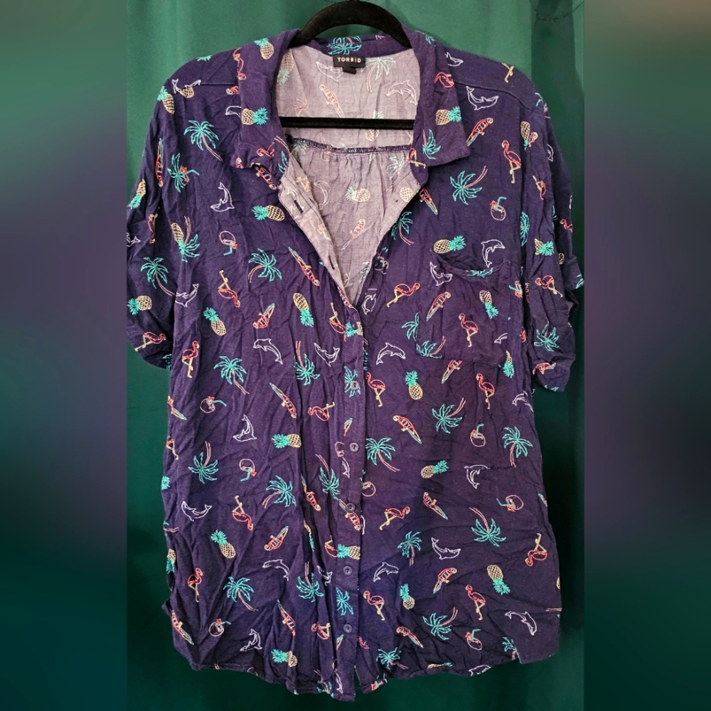 Torrid Navy Tropicall Top